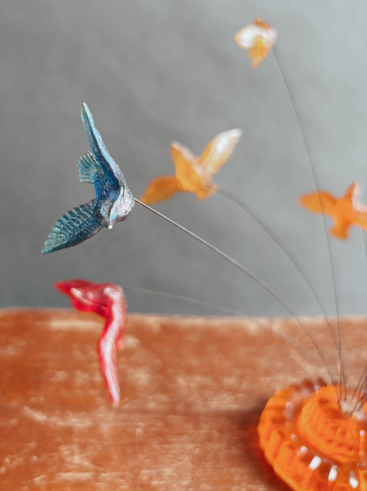 Vintage 1969 Lucite Kinetic Wire Bird Sculpture