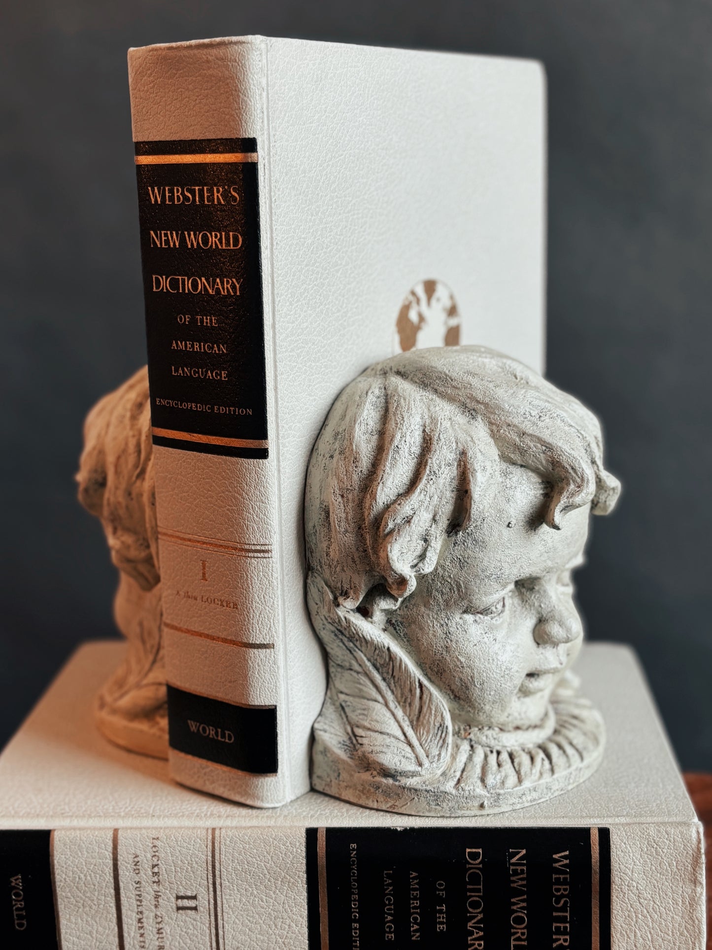 Vintage Stone Bust Book Ends