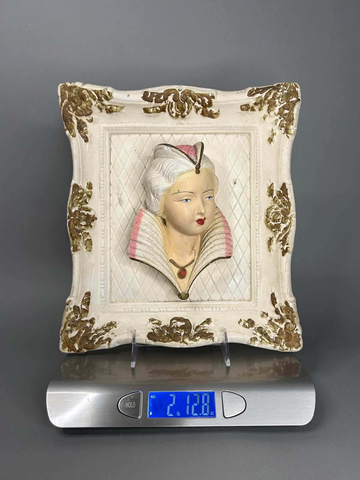 Chalk ware Victorian bust set in ornate square gilt frame