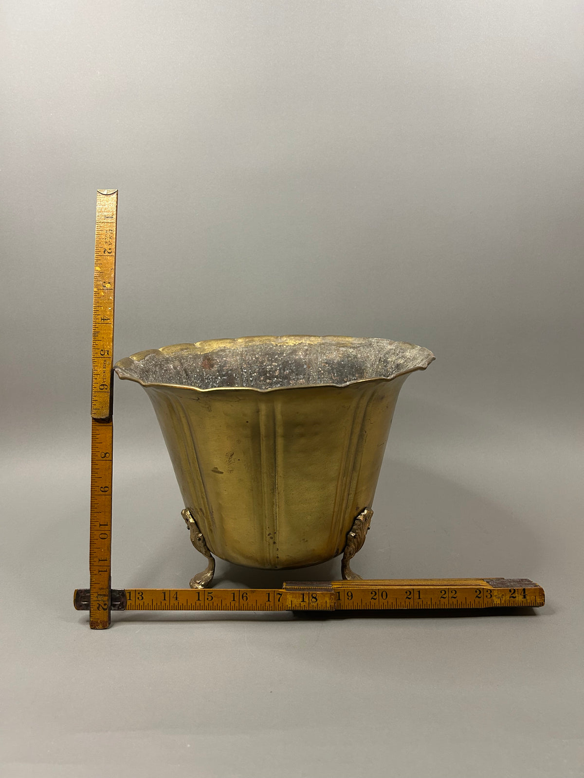 Brass footed planter