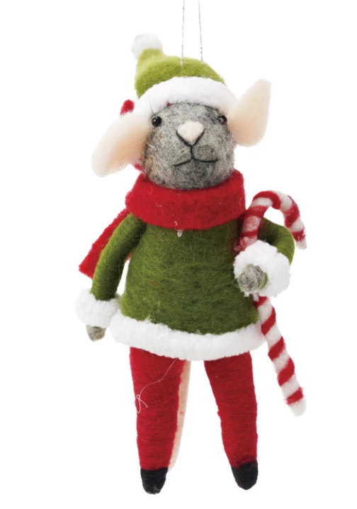 Handmade Wool Felt Mouse Ornament
