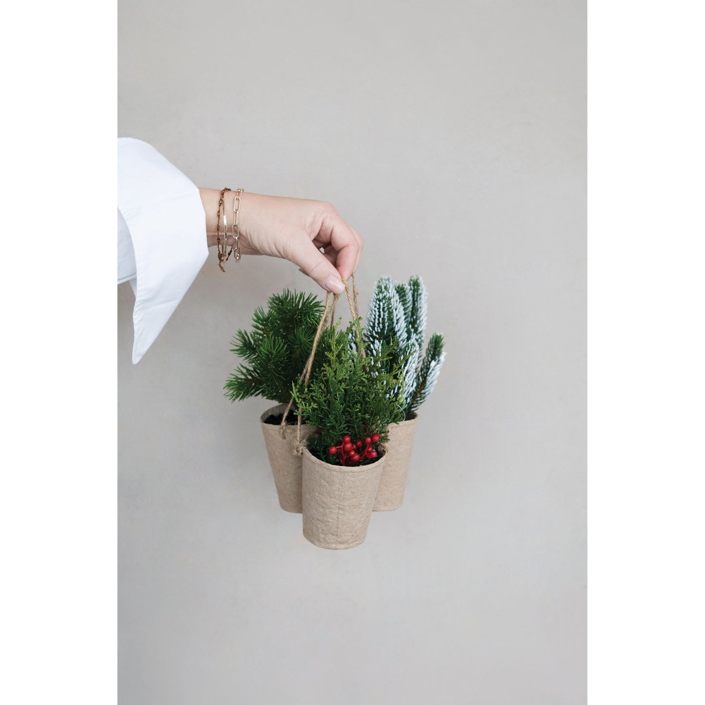 Faux Greenery in Paper Pot