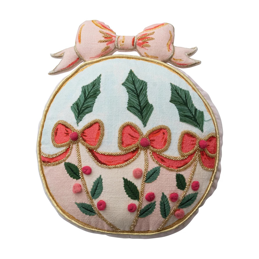 Ornament Shaped Pillow Hand Beaded and Embroidered