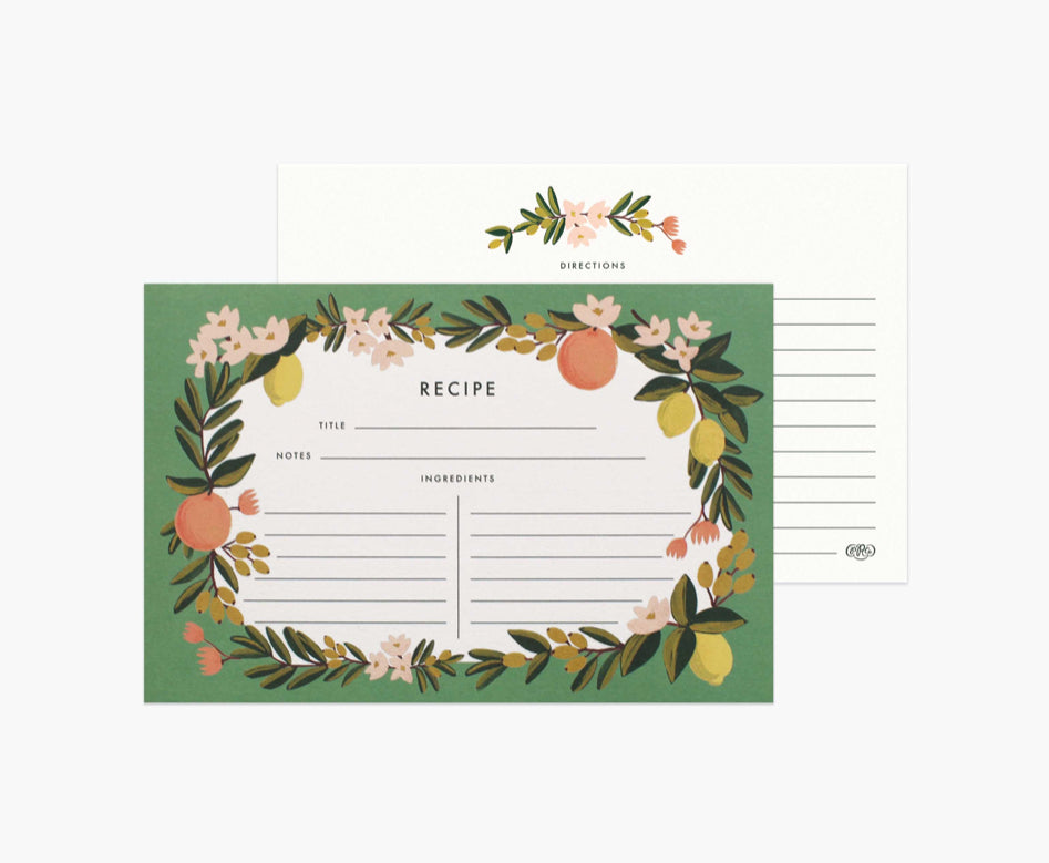 Citrus Floral Recipe Cards
