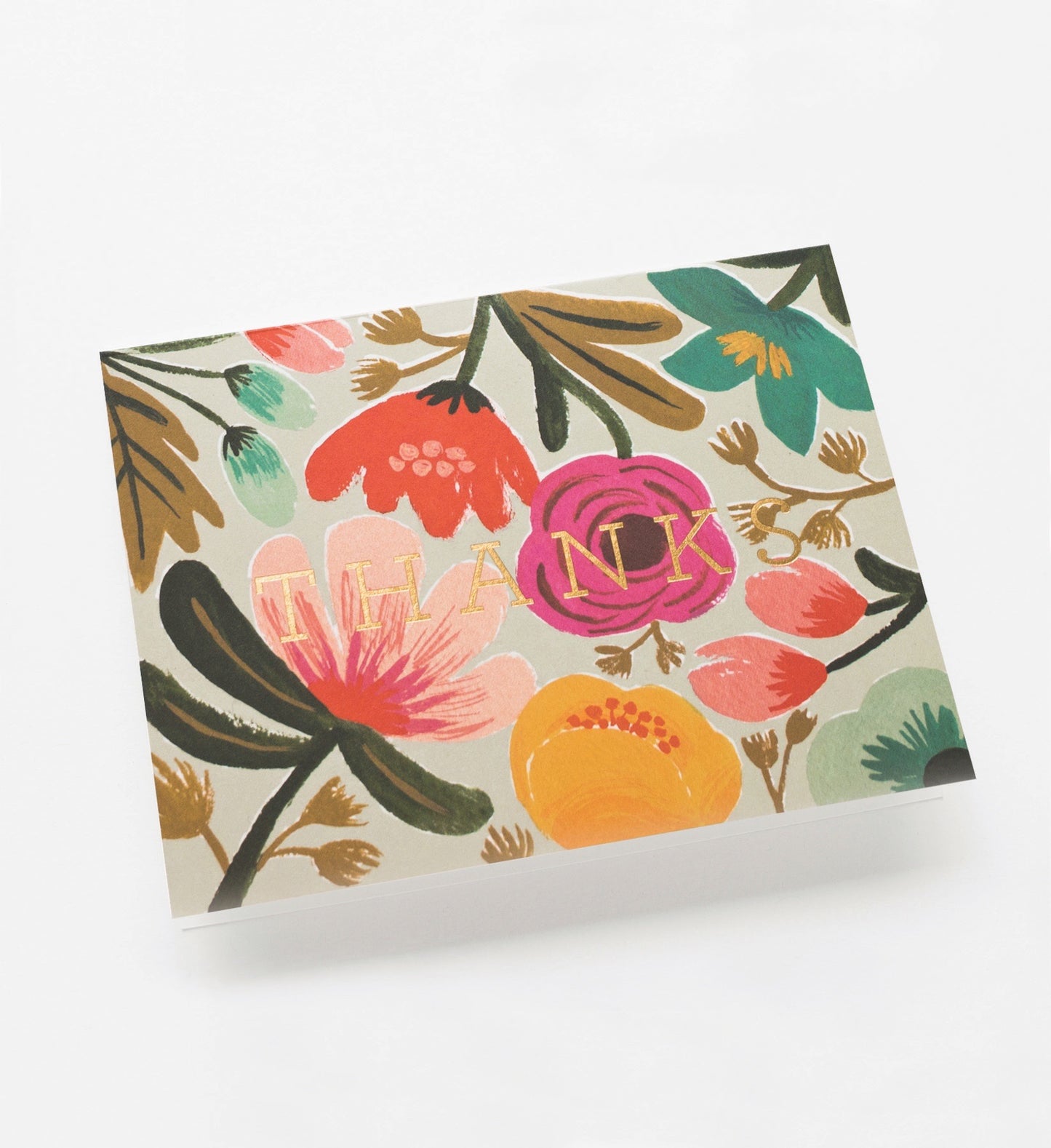 Gold Floral Thank You Card