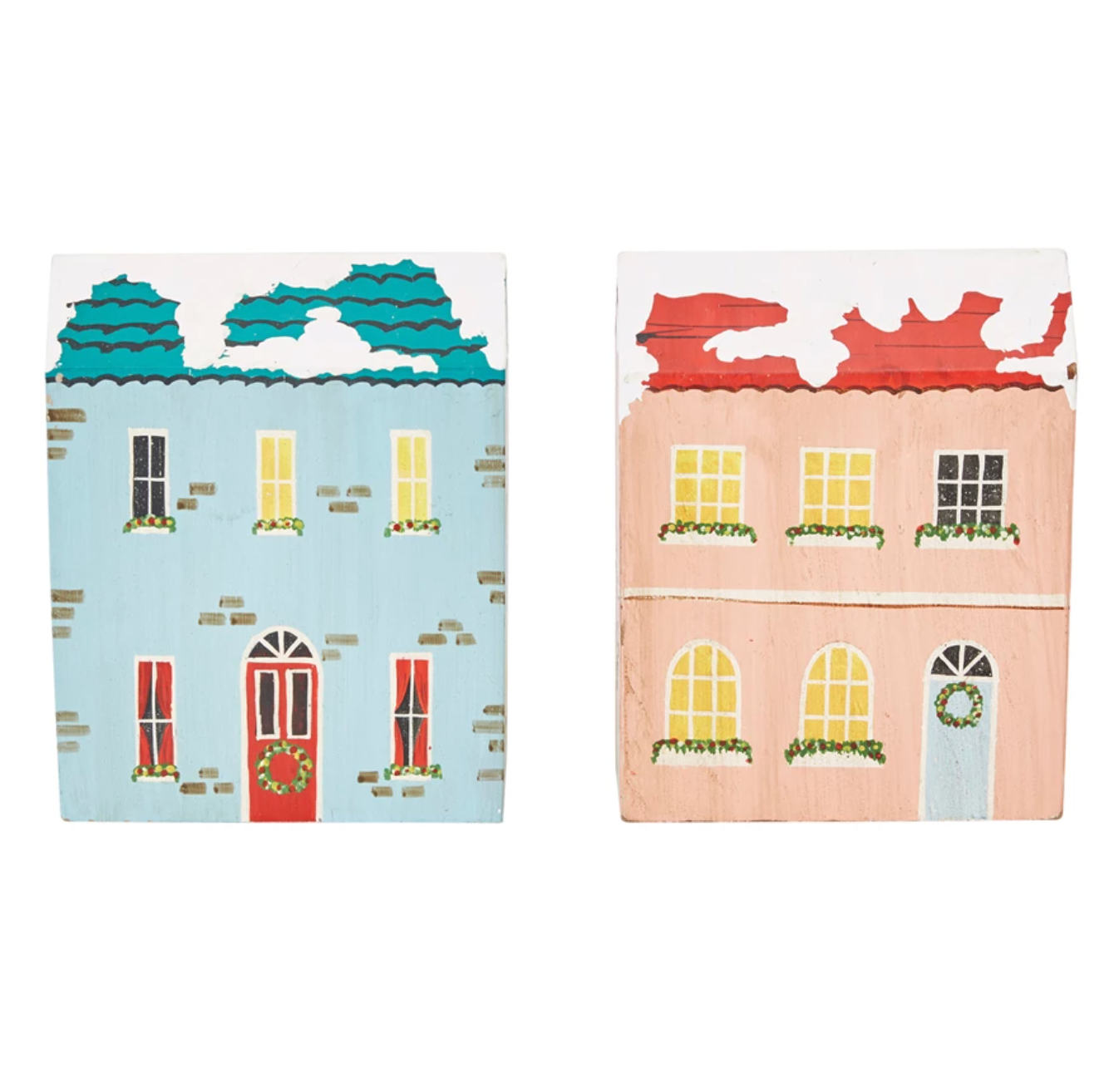 Hand Painted Wood Christmas Houses