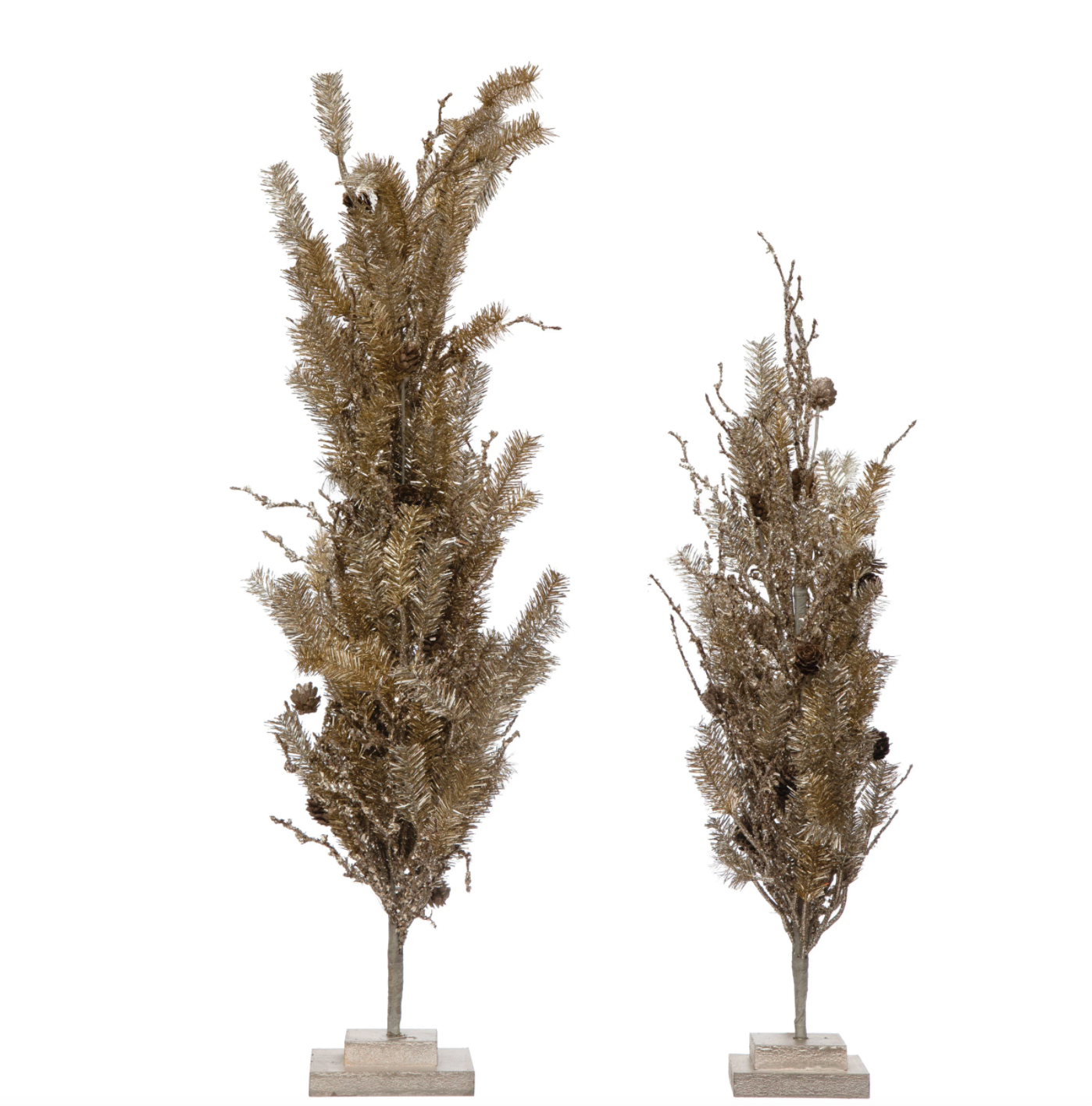 Faux Pine Tree with Wood Base and Pinecones