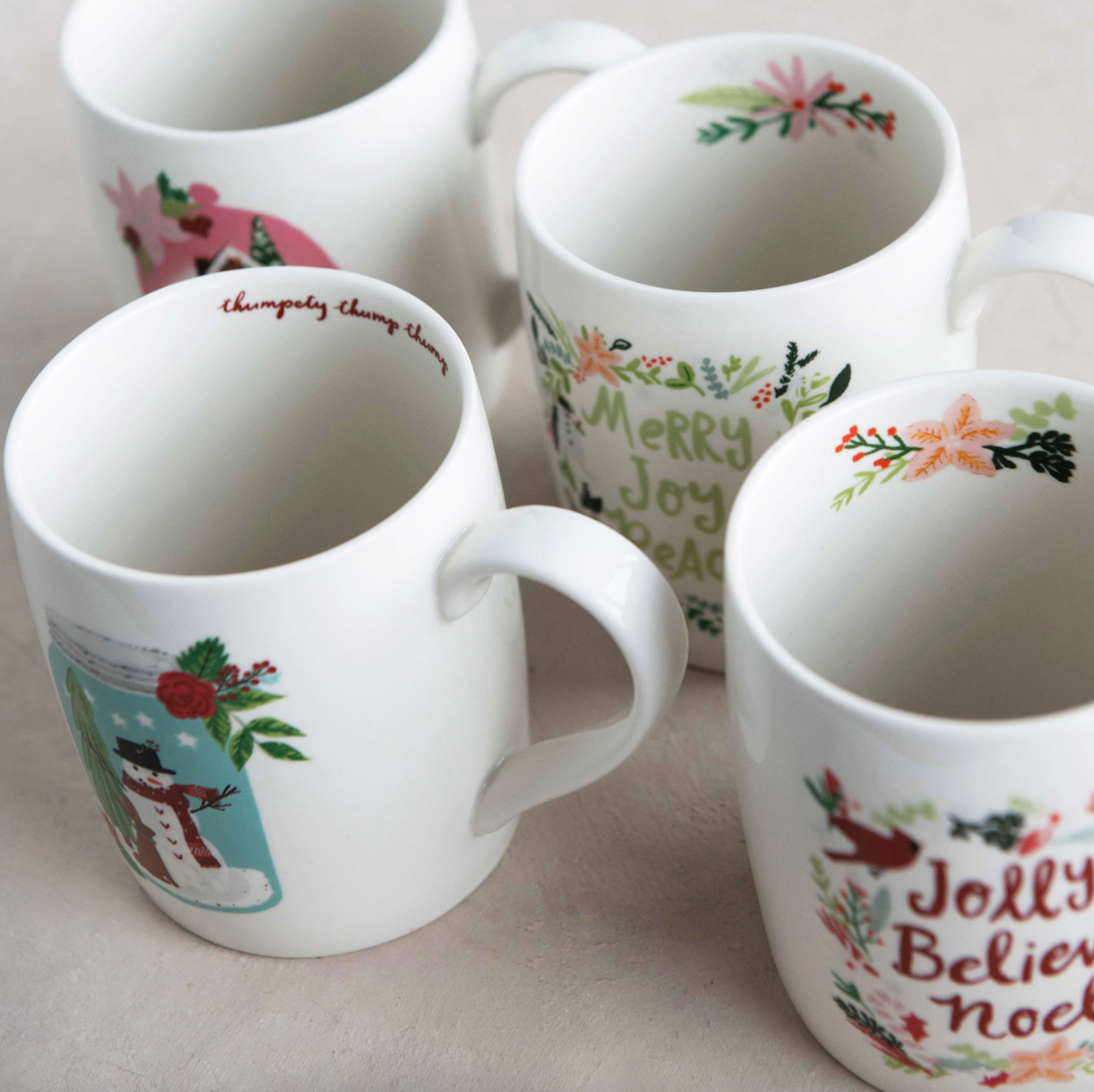 Stoneware Mug with Holiday Pattern, 4 Styles