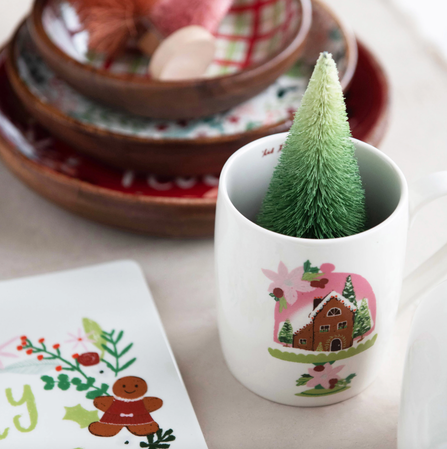 Stoneware Mug with Holiday Pattern, 4 Styles