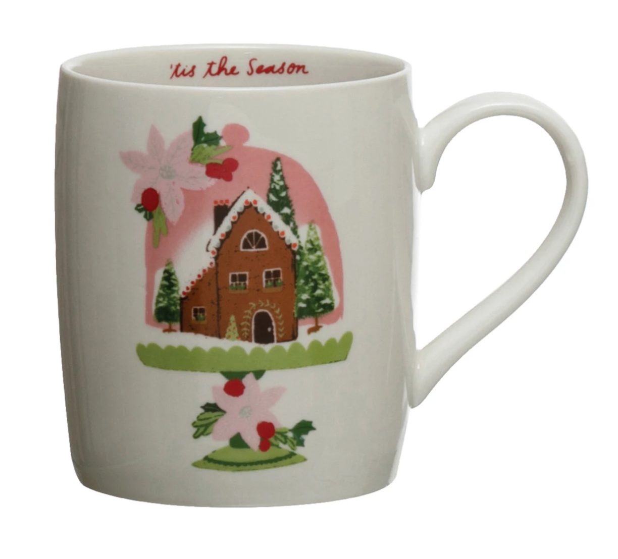 Stoneware Mug with Holiday Pattern, 4 Styles