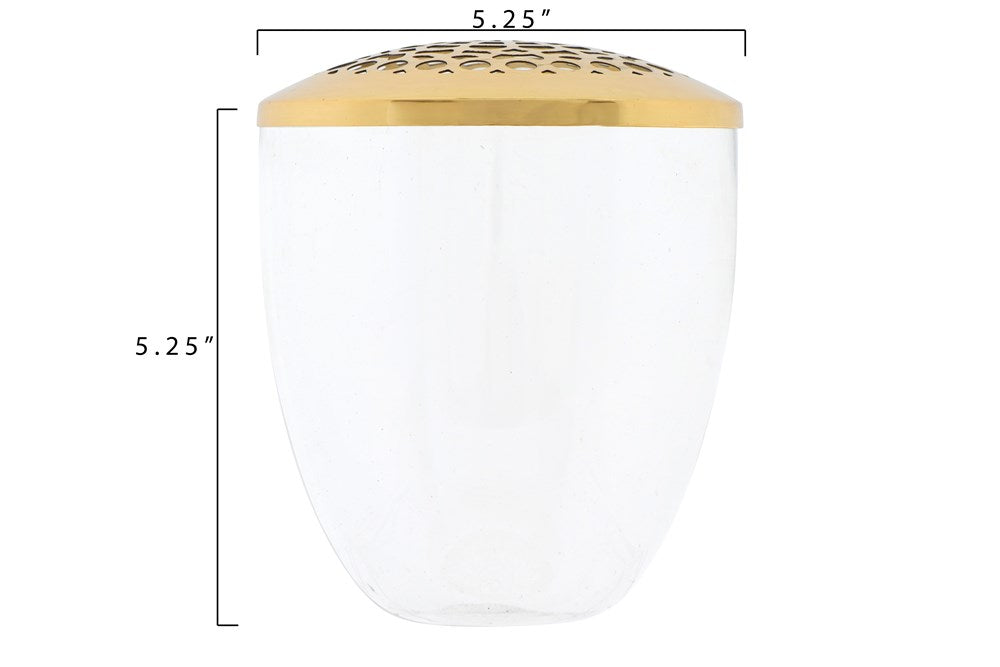 Glass Vase with Flower Frog Lid