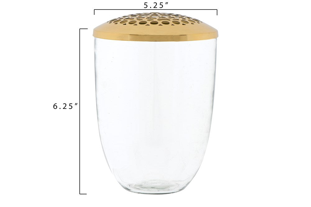 Glass Vase with Flower Frog Lid
