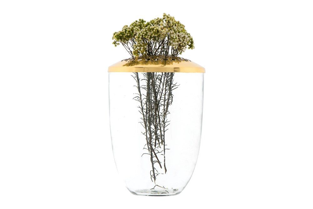 Glass Vase with Flower Frog Lid