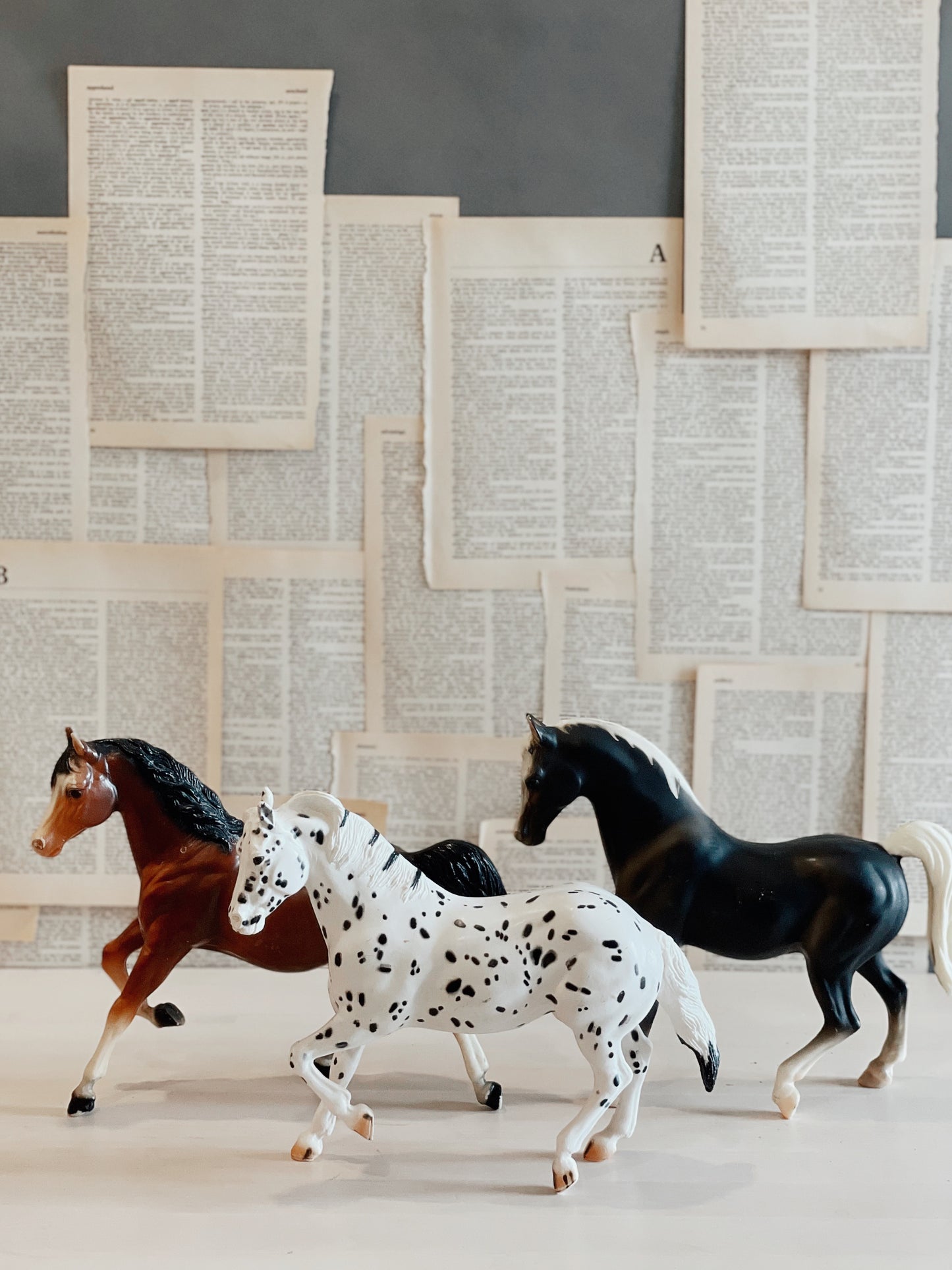 Large Plastic Vintage Horses -Set Of Three