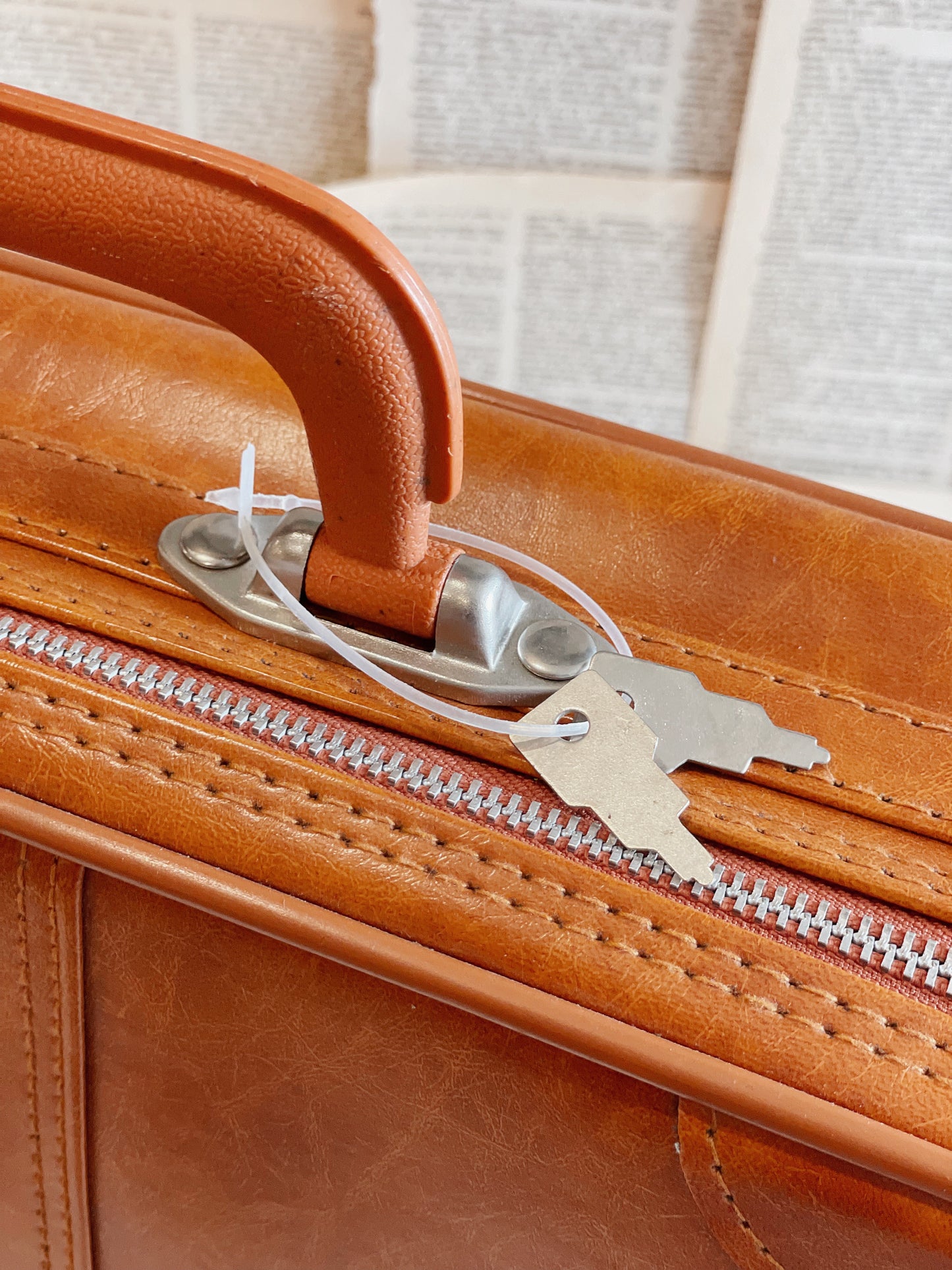 Vintage Leather Attaché Case // Stitched Leather // Suitcase // Briefcase