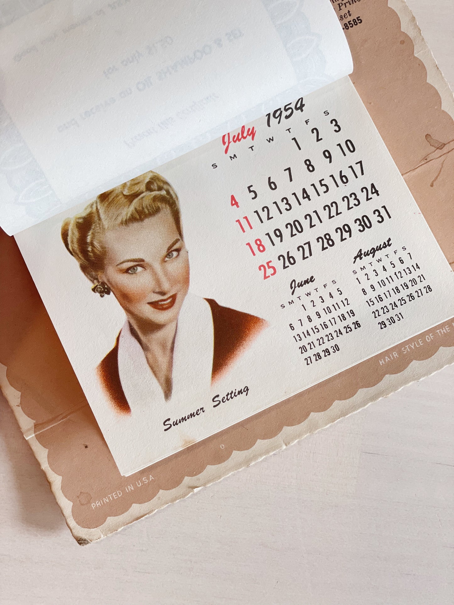 Vintage Salon Calendar // Advertising // Beauty Mart // 1954