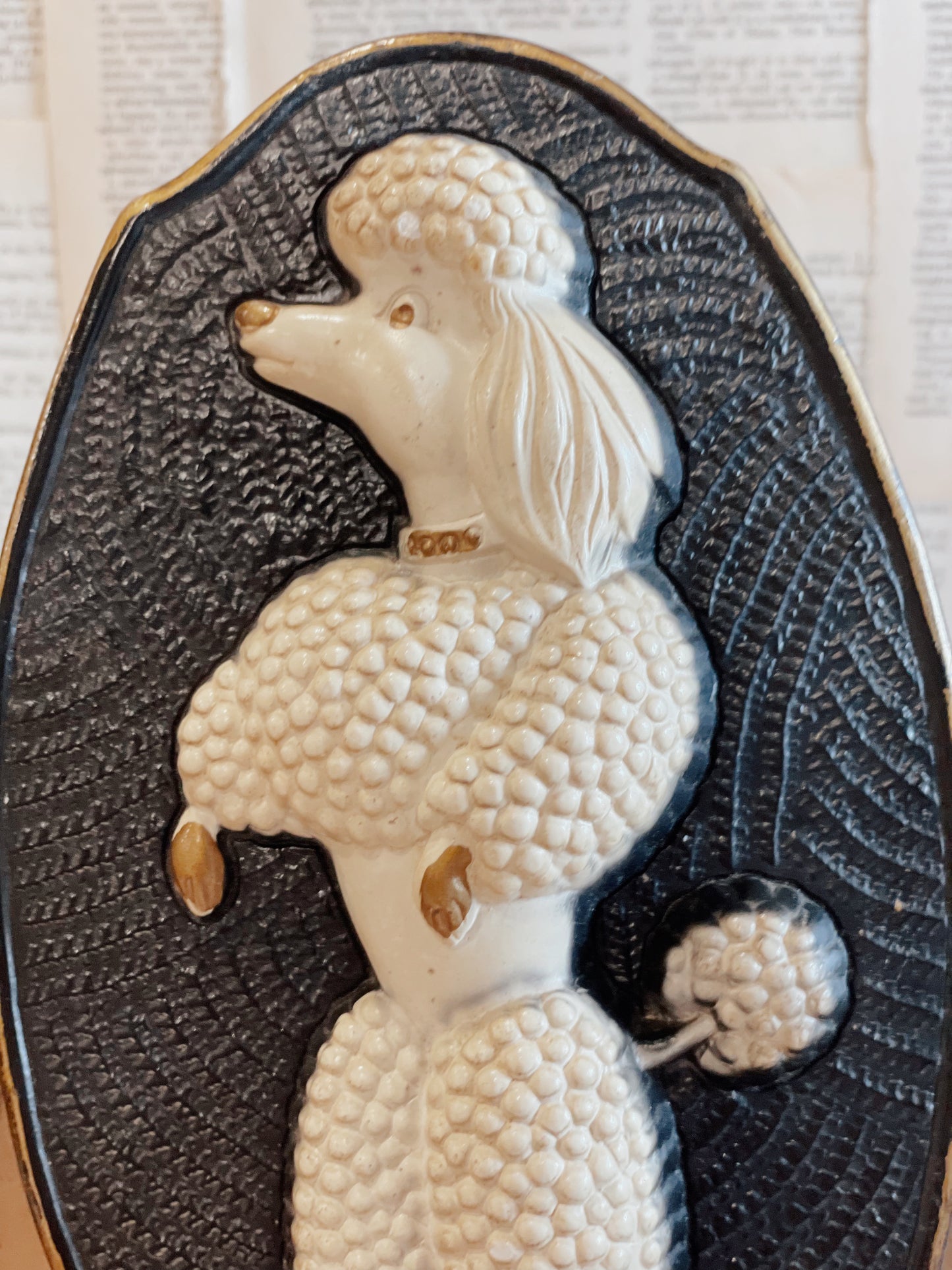 Vintage Chalk Poodle Plaques