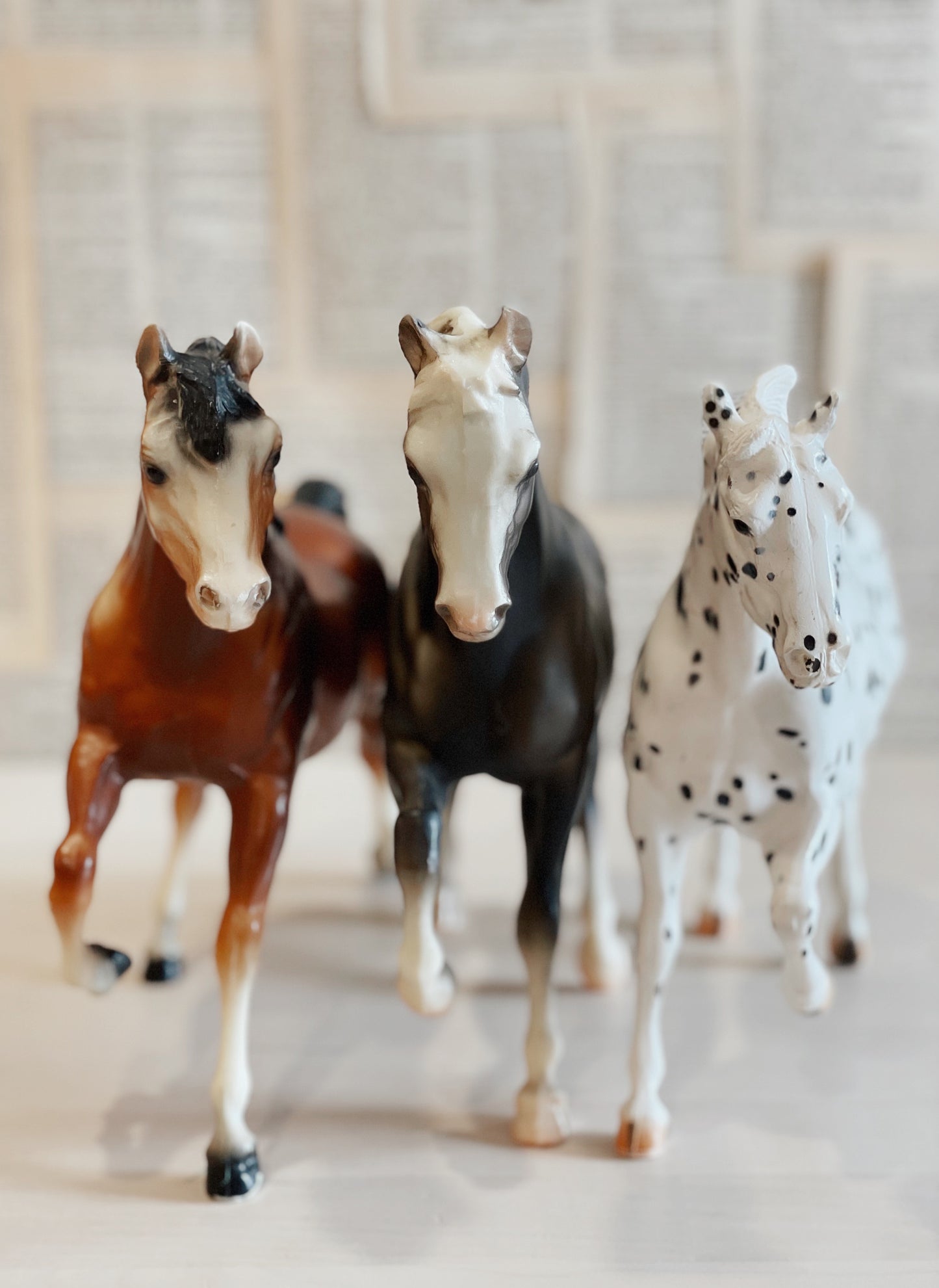 Large Plastic Vintage Horses -Set Of Three