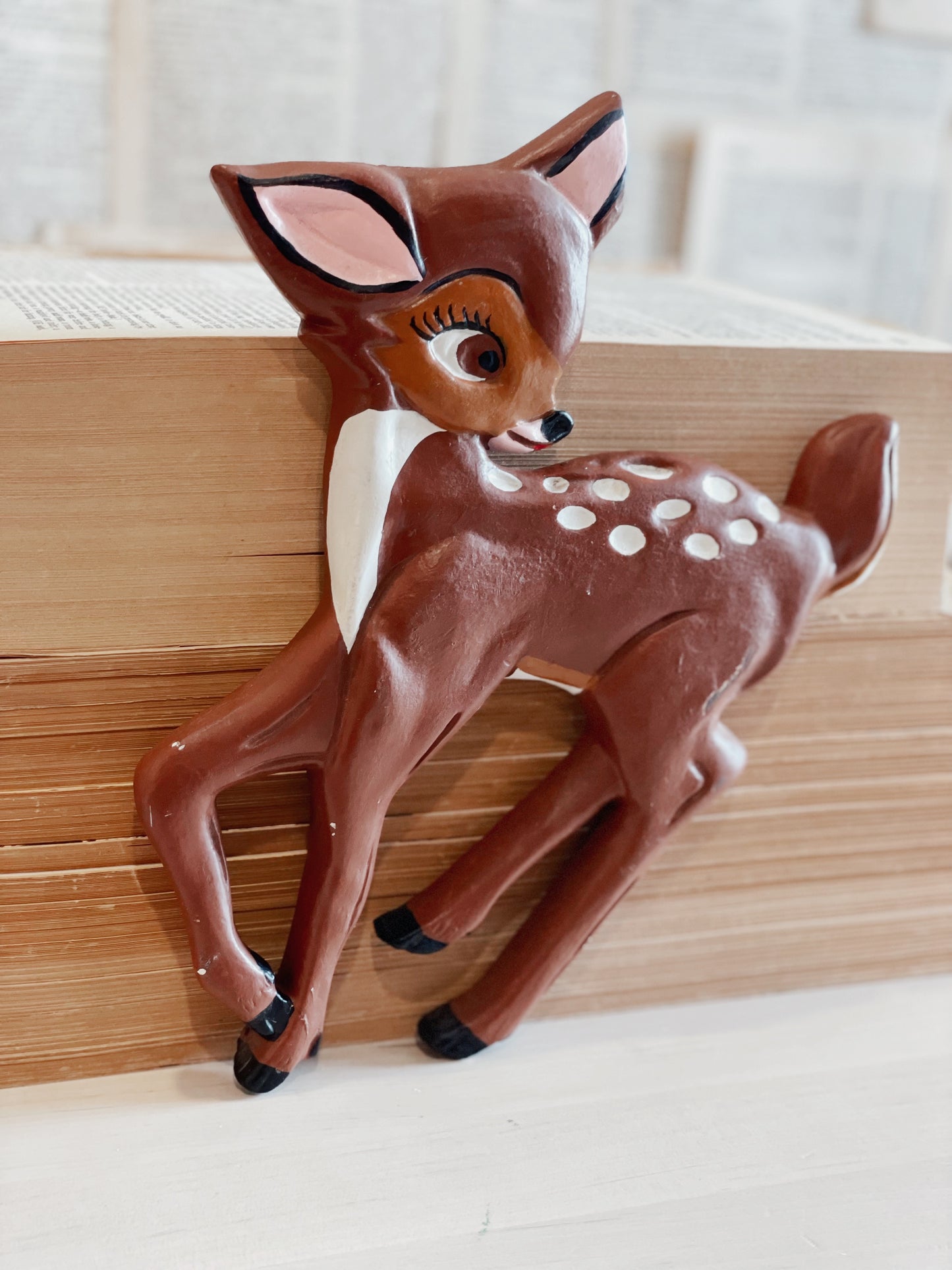 Vintage Hand Painted Bambi // Chalk-ware // Wall Hanging