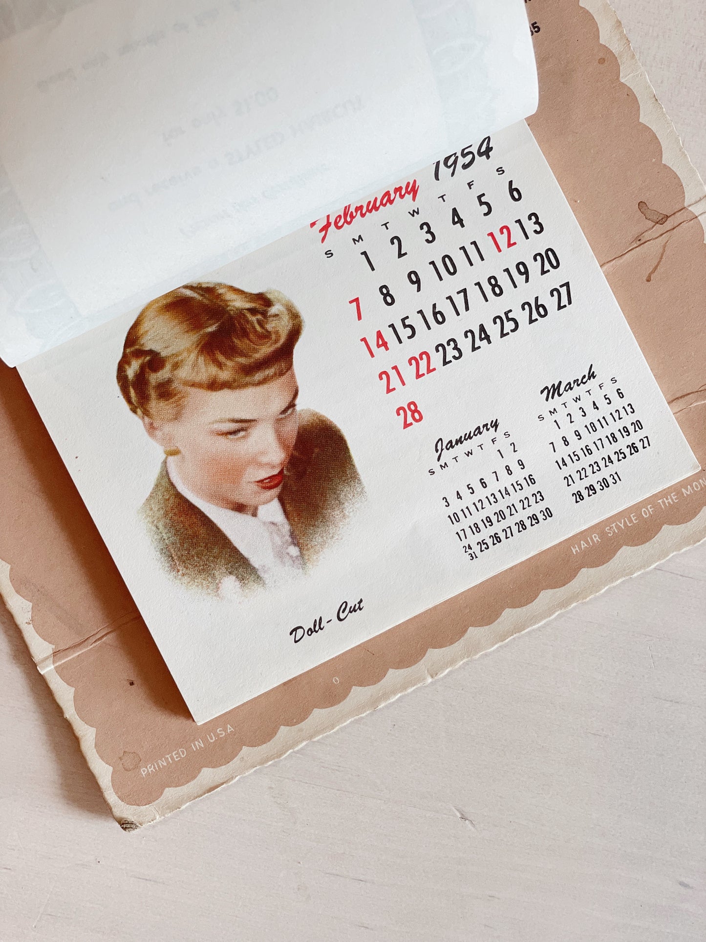 Vintage Salon Calendar // Advertising // Beauty Mart // 1954