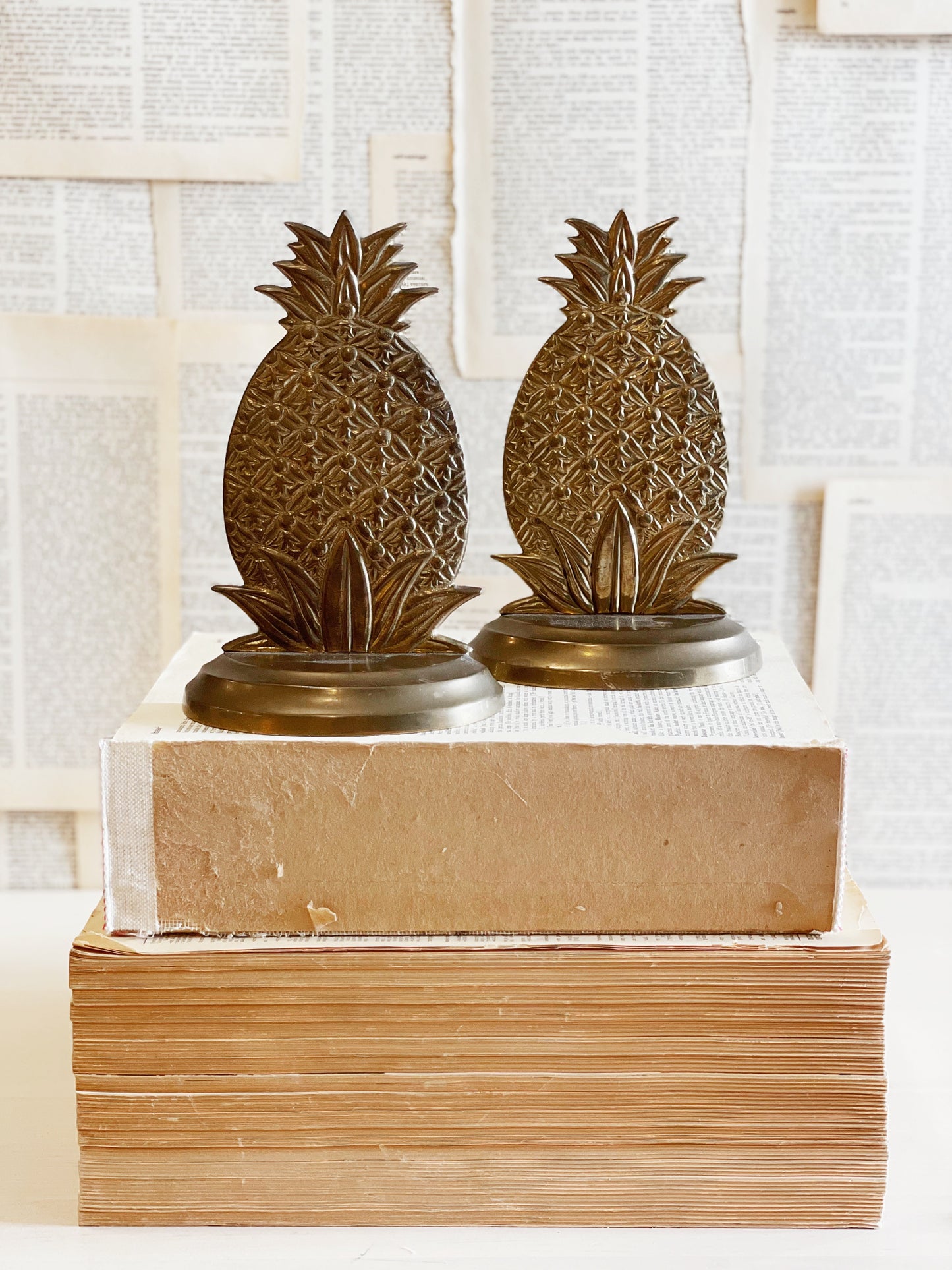 Vintage Brass Pineapple Bookends