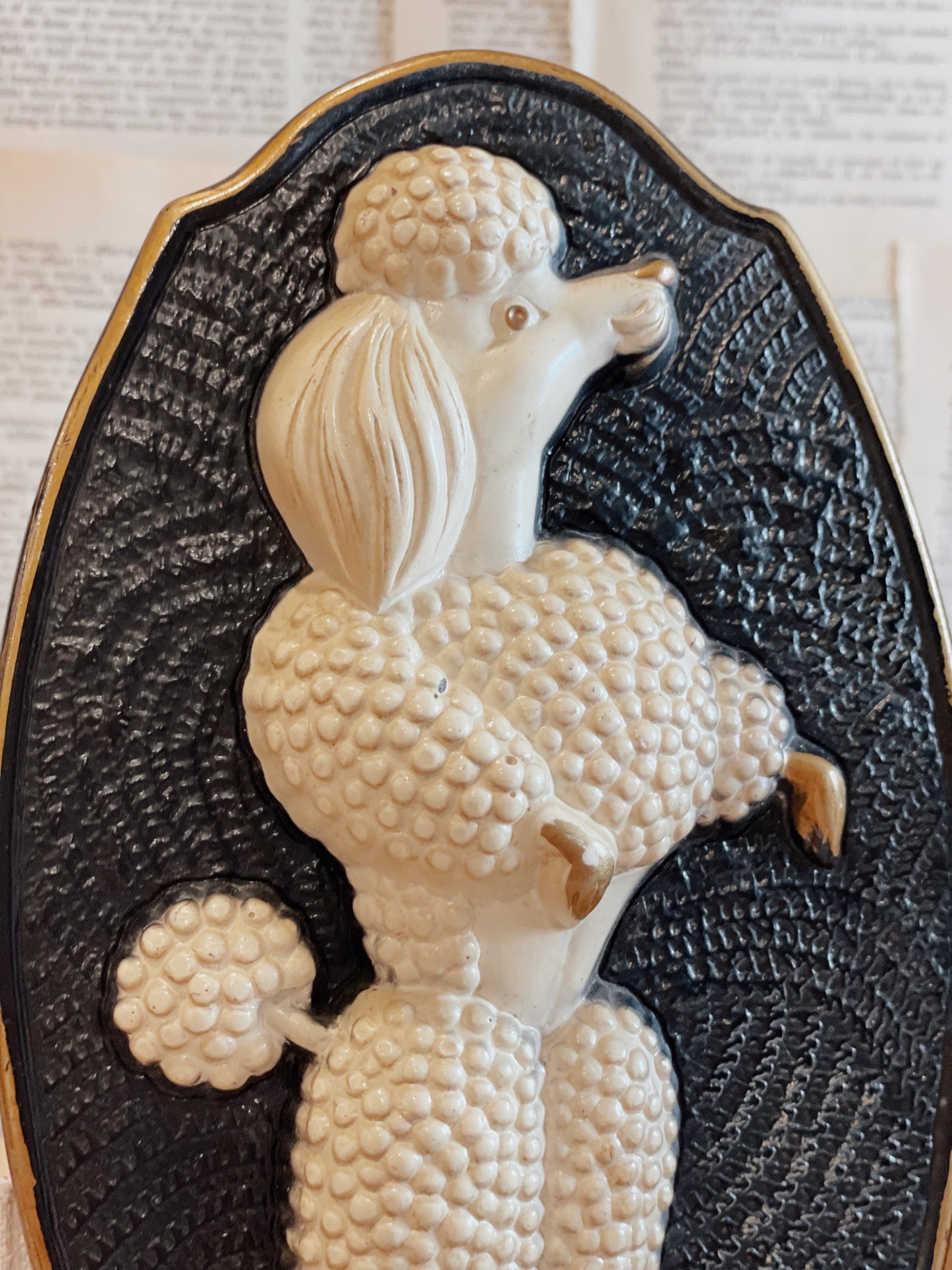 Vintage Chalk Poodle Plaques