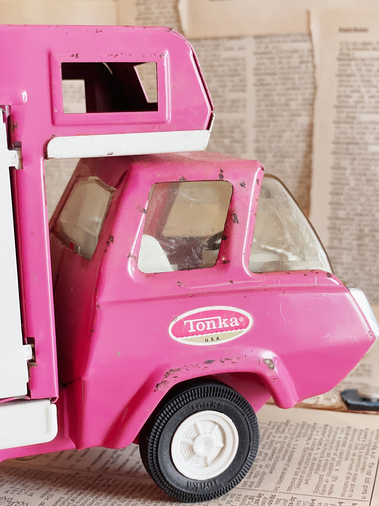 Vintage Pink Tonka Camper Toy Truck