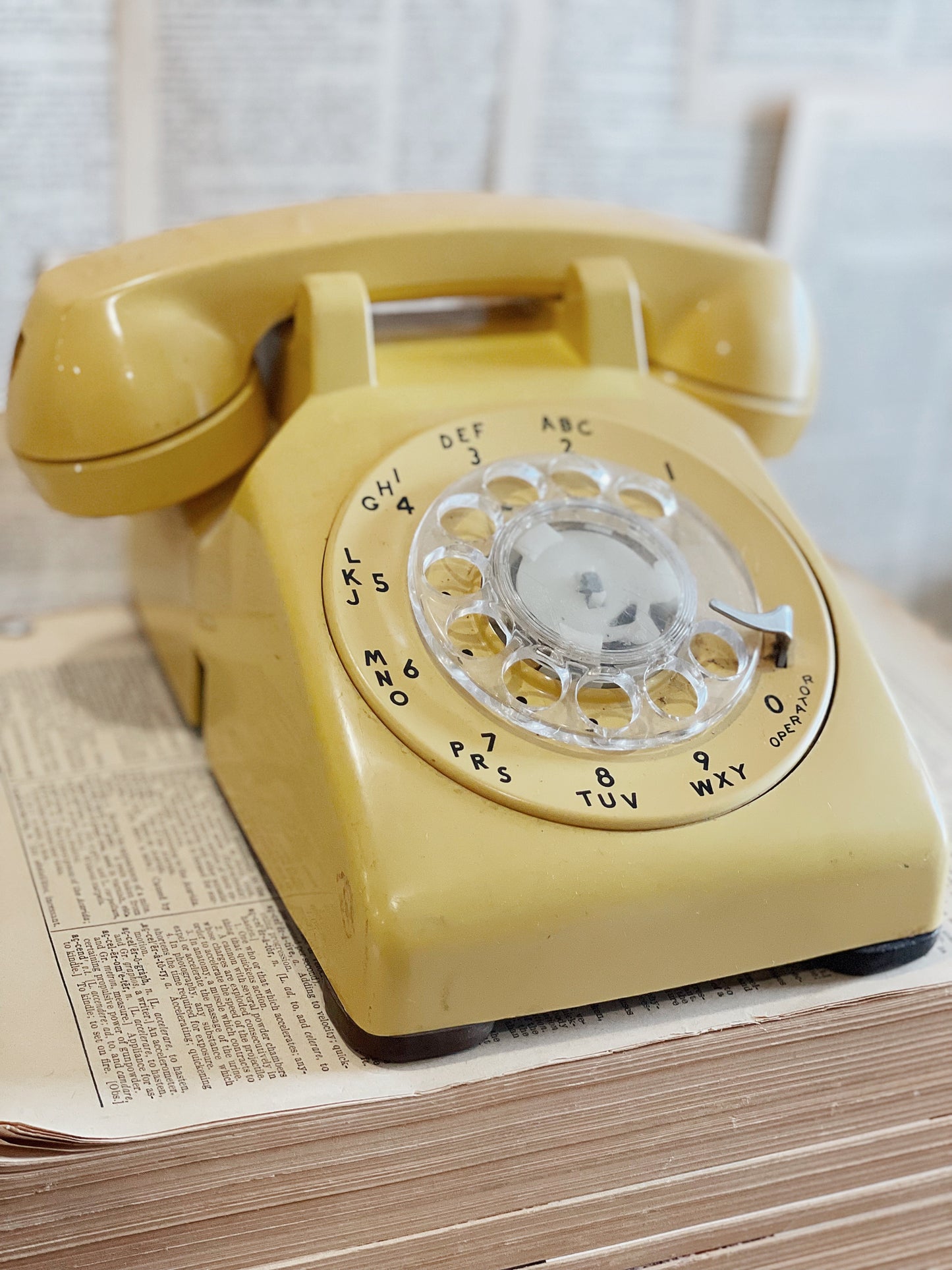 Yellow Rotary Phone // Vintage