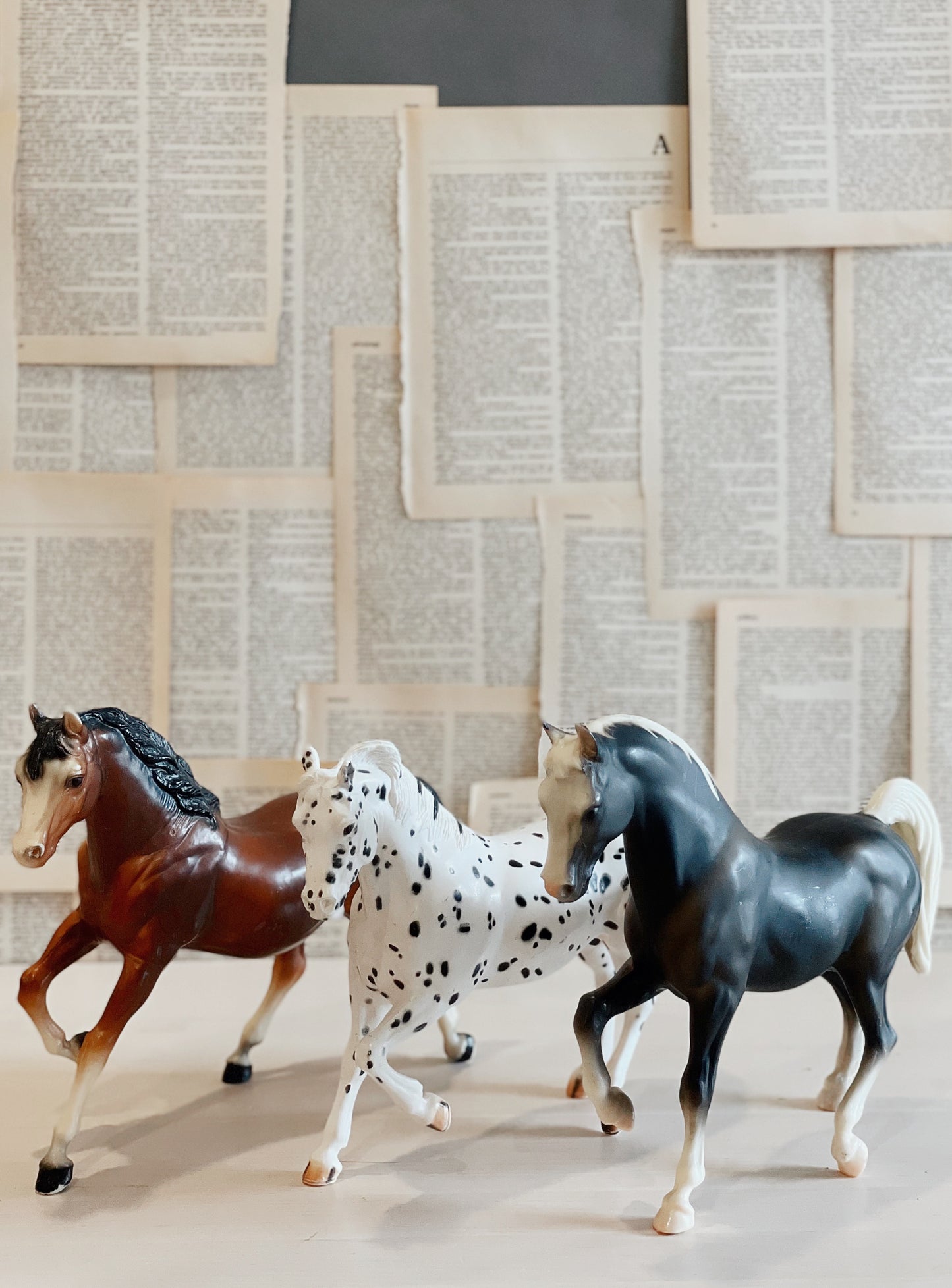 Large Plastic Vintage Horses -Set Of Three