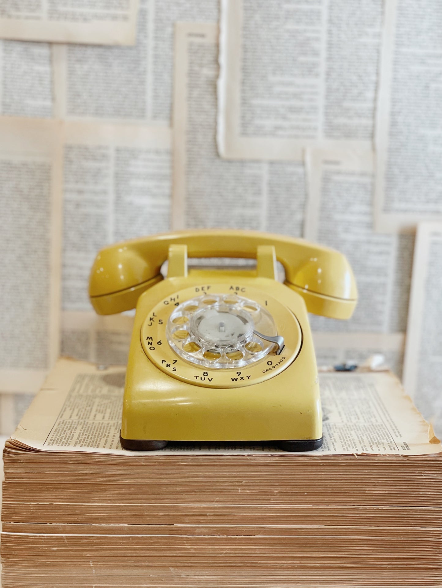 Yellow Rotary Phone // Vintage