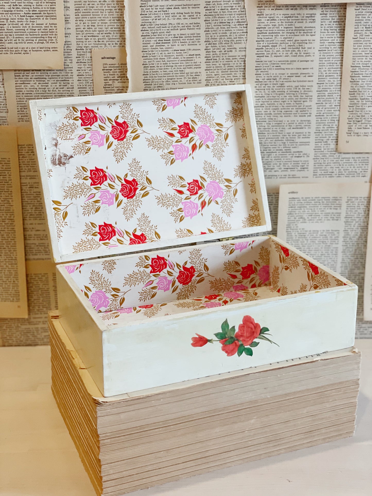 Vintage Hand-painted Vanity Box // Roses
