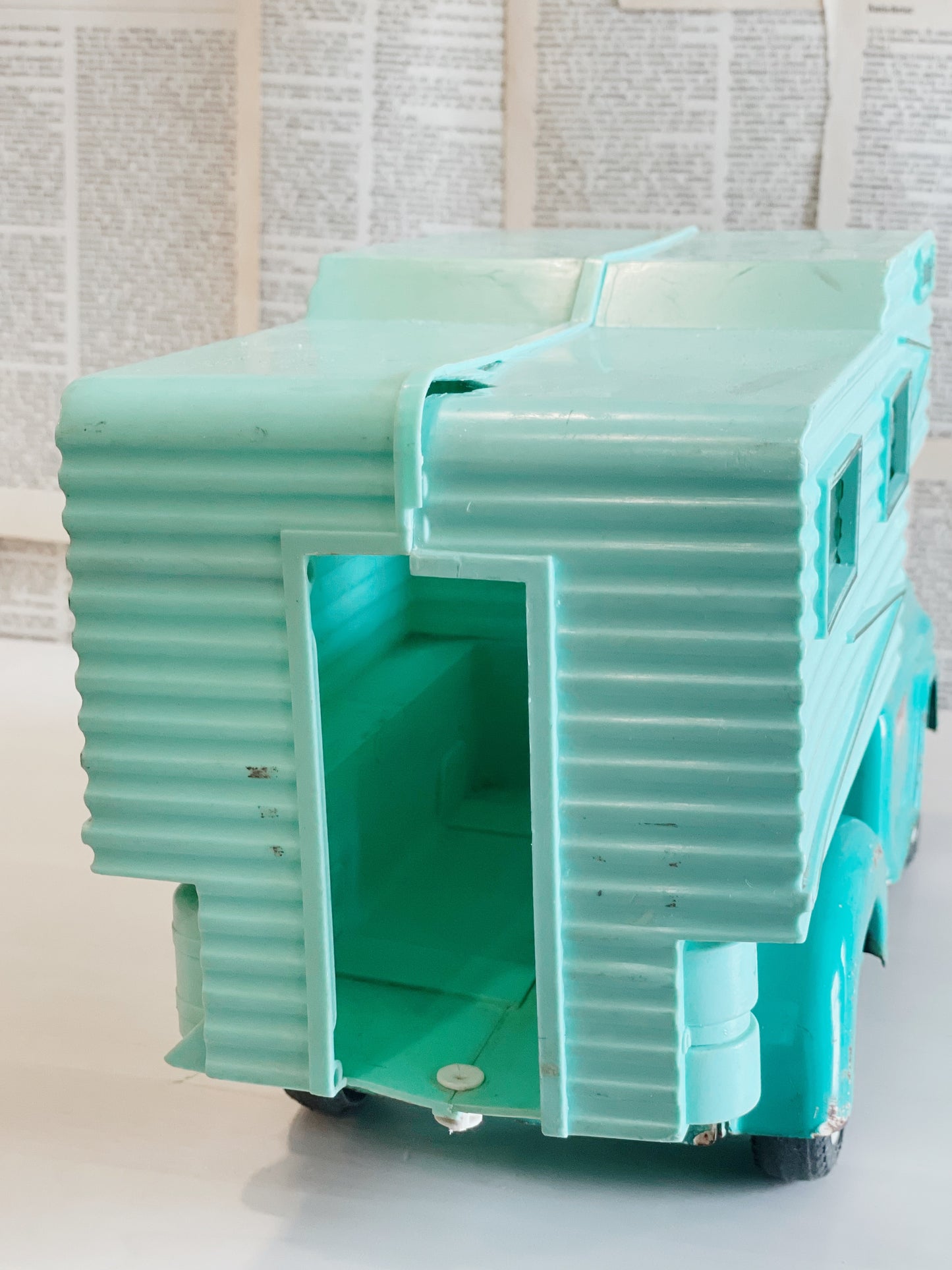 Vintage Turquoise Buddy L Camper Toy Truck