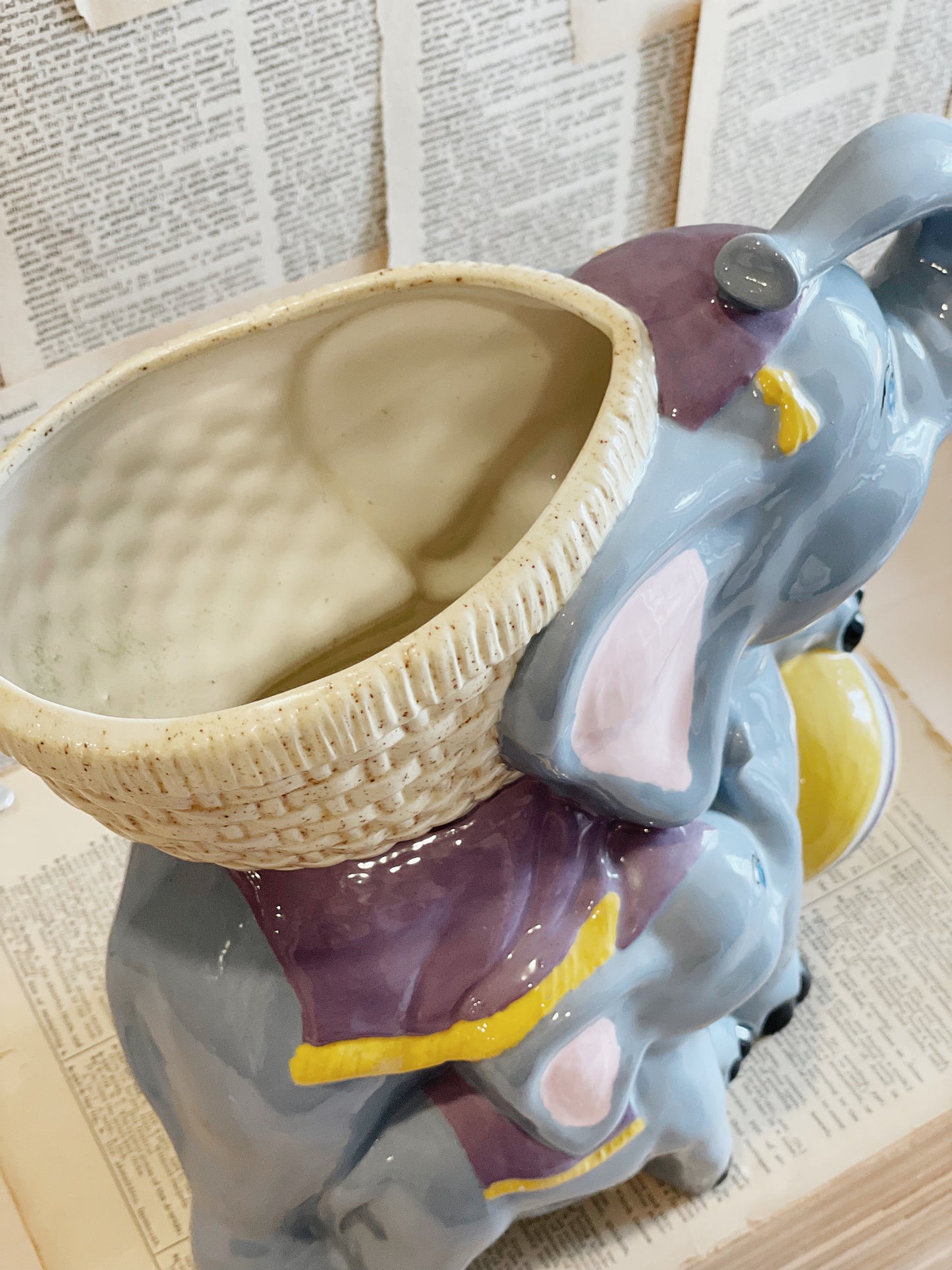 Vintage Hand Painted Dumbo Planter // Elephant