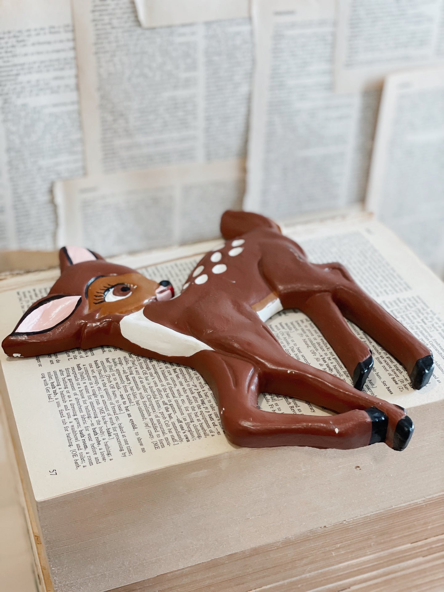 Vintage Hand Painted Bambi // Chalk-ware // Wall Hanging