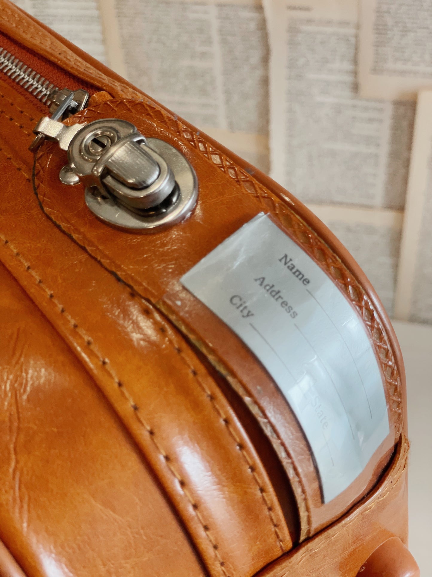 Vintage Leather Attaché Case // Stitched Leather // Suitcase // Briefcase