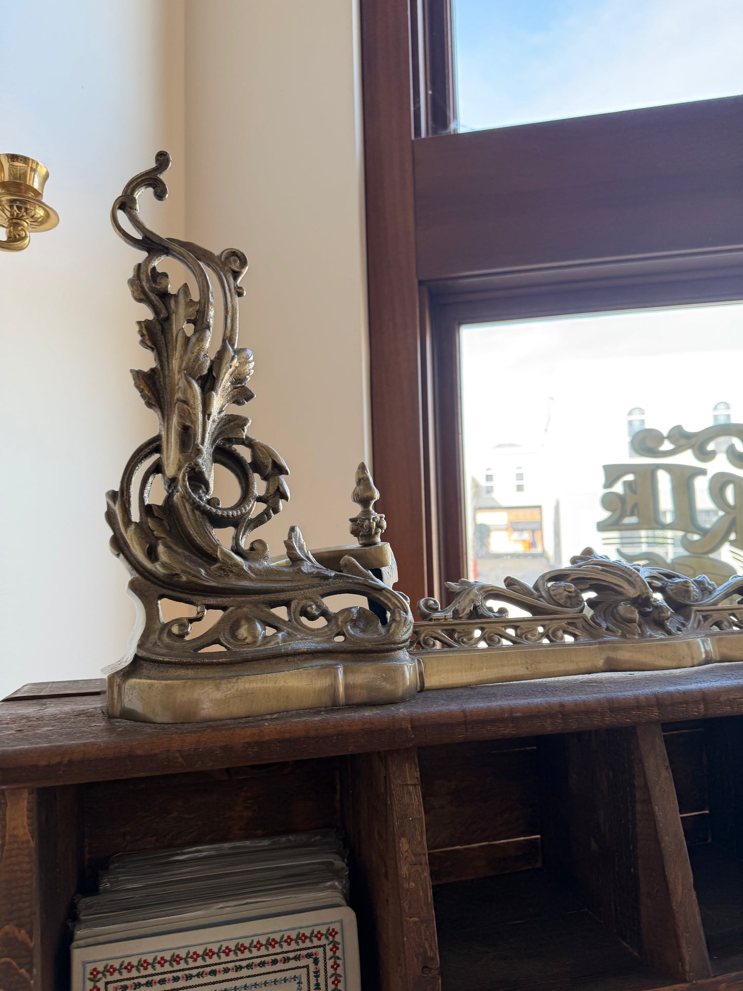 Antique Ornate Brass Fireplace Guard