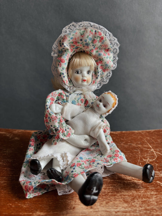 Vintage Glass Doll With Baby
