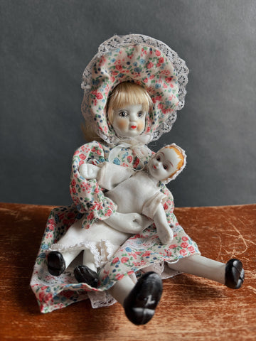 Vintage Glass Doll With Baby