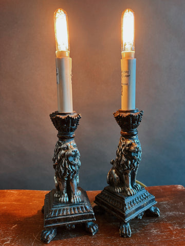 Pair of Roaring Lion Lamps