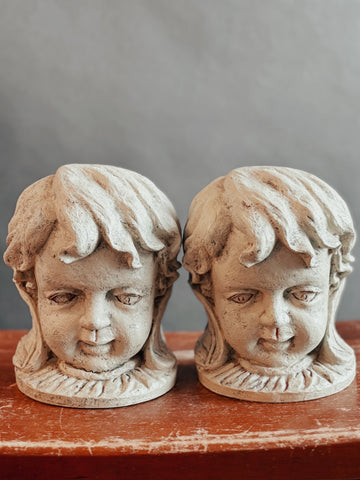 Vintage Stone Bust Book Ends