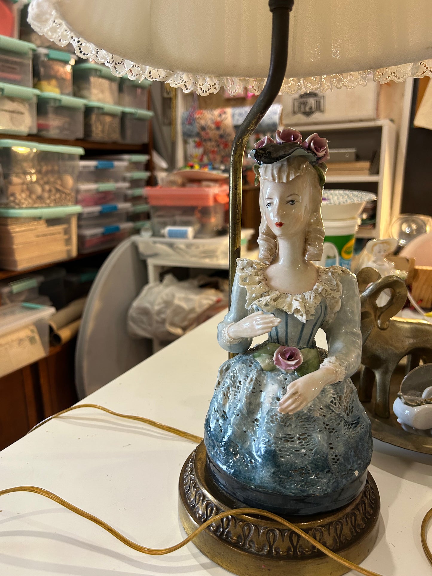 Blue Lady Rococo Lamp