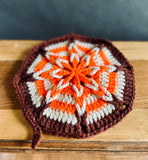 Orange&Brown knitted hot pad