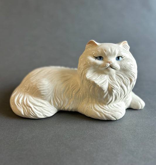 Porcelain Laying Cat Statue