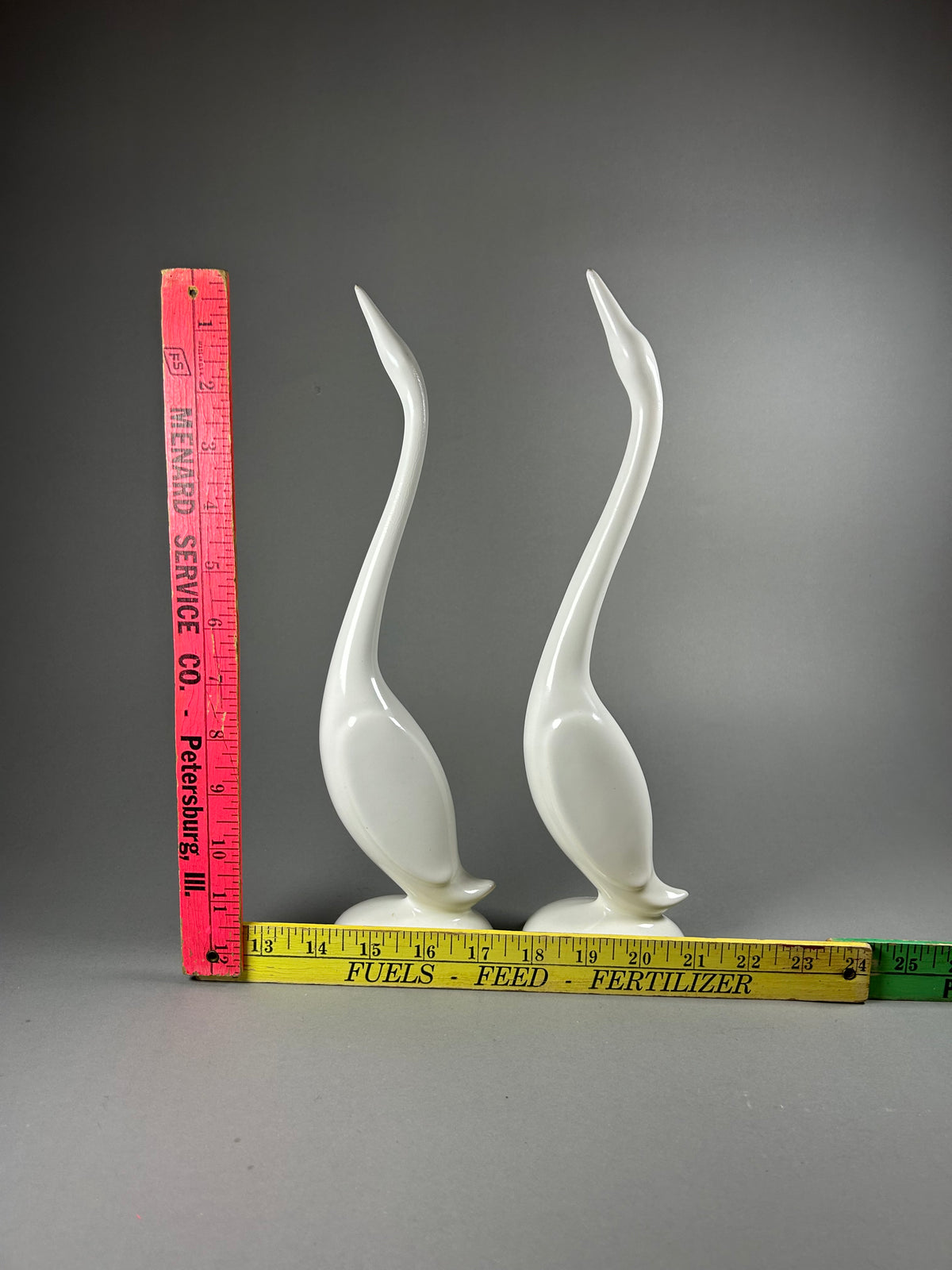 Rocky Mtn. Pottery co. pair of white swan statues