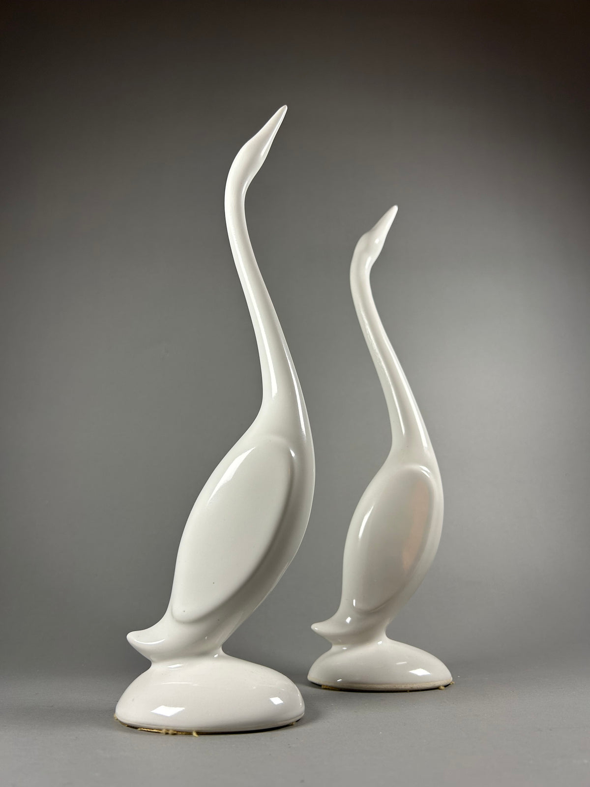 Rocky Mtn. Pottery co. pair of white swan statues