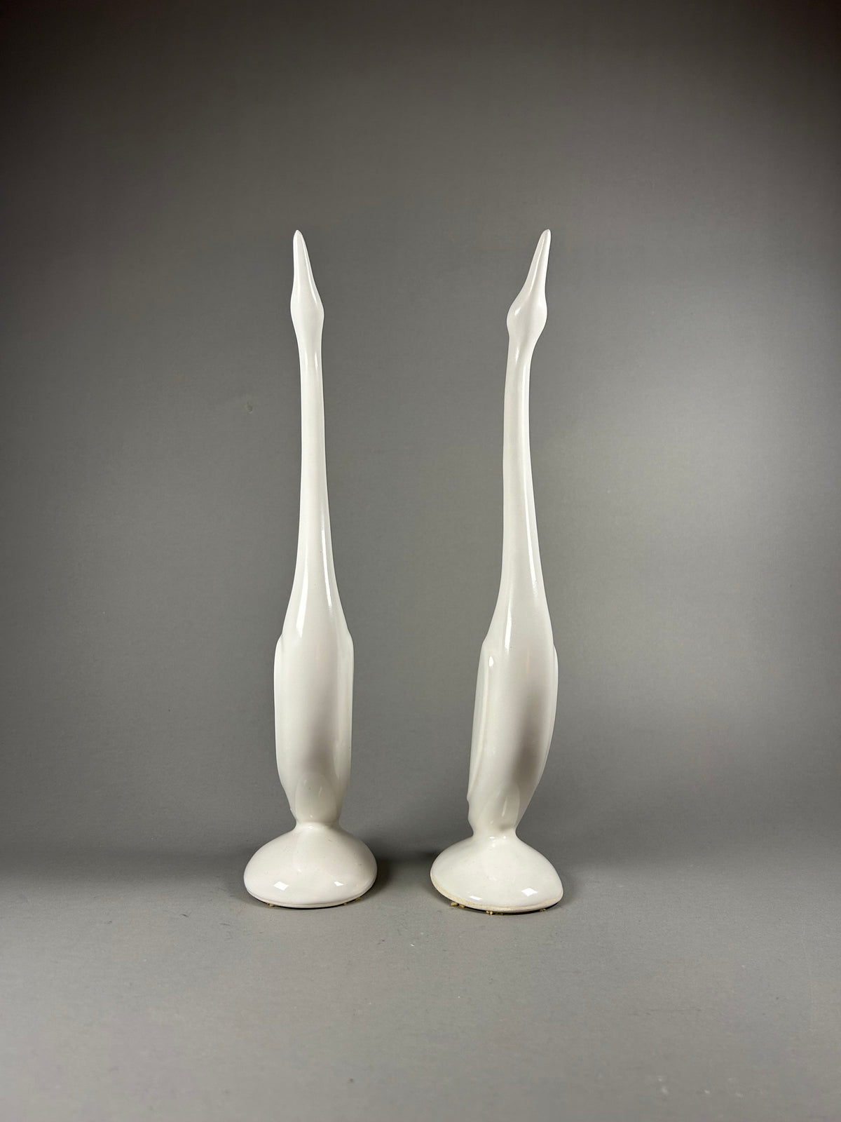 Rocky Mtn. Pottery co. pair of white swan statues