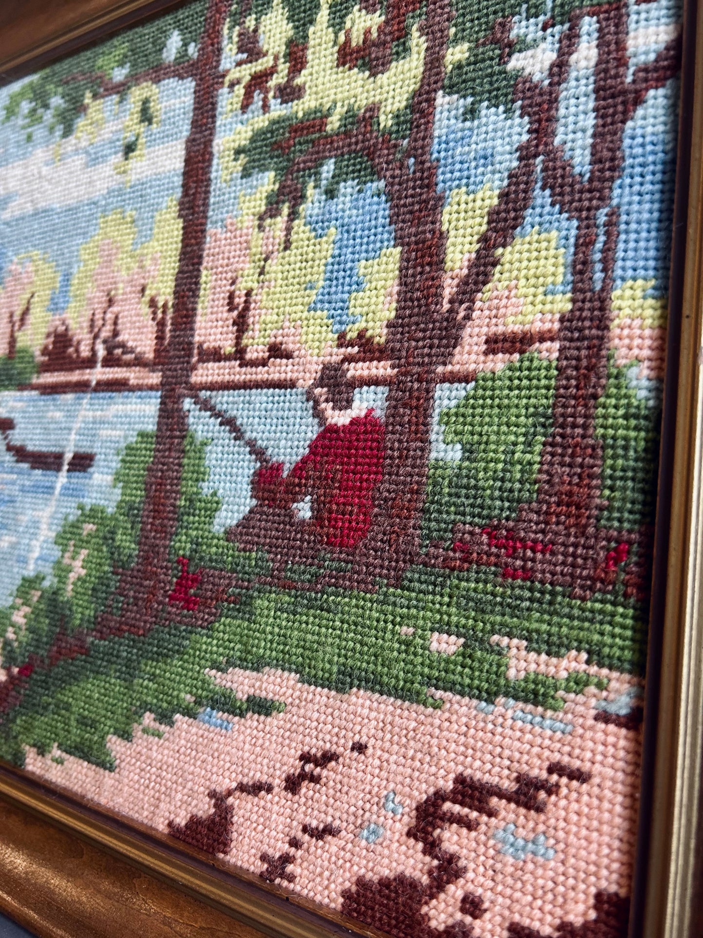 Needlepoint Cabin by the River