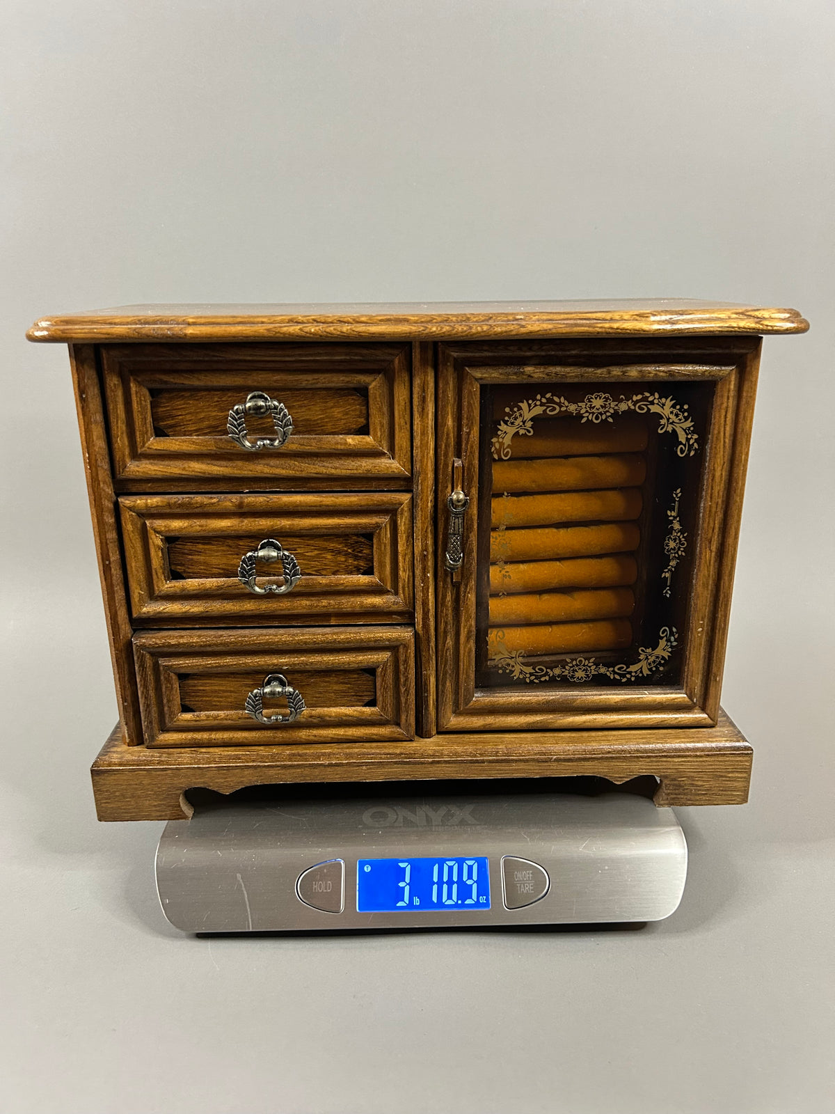Wooden music box jewelry case