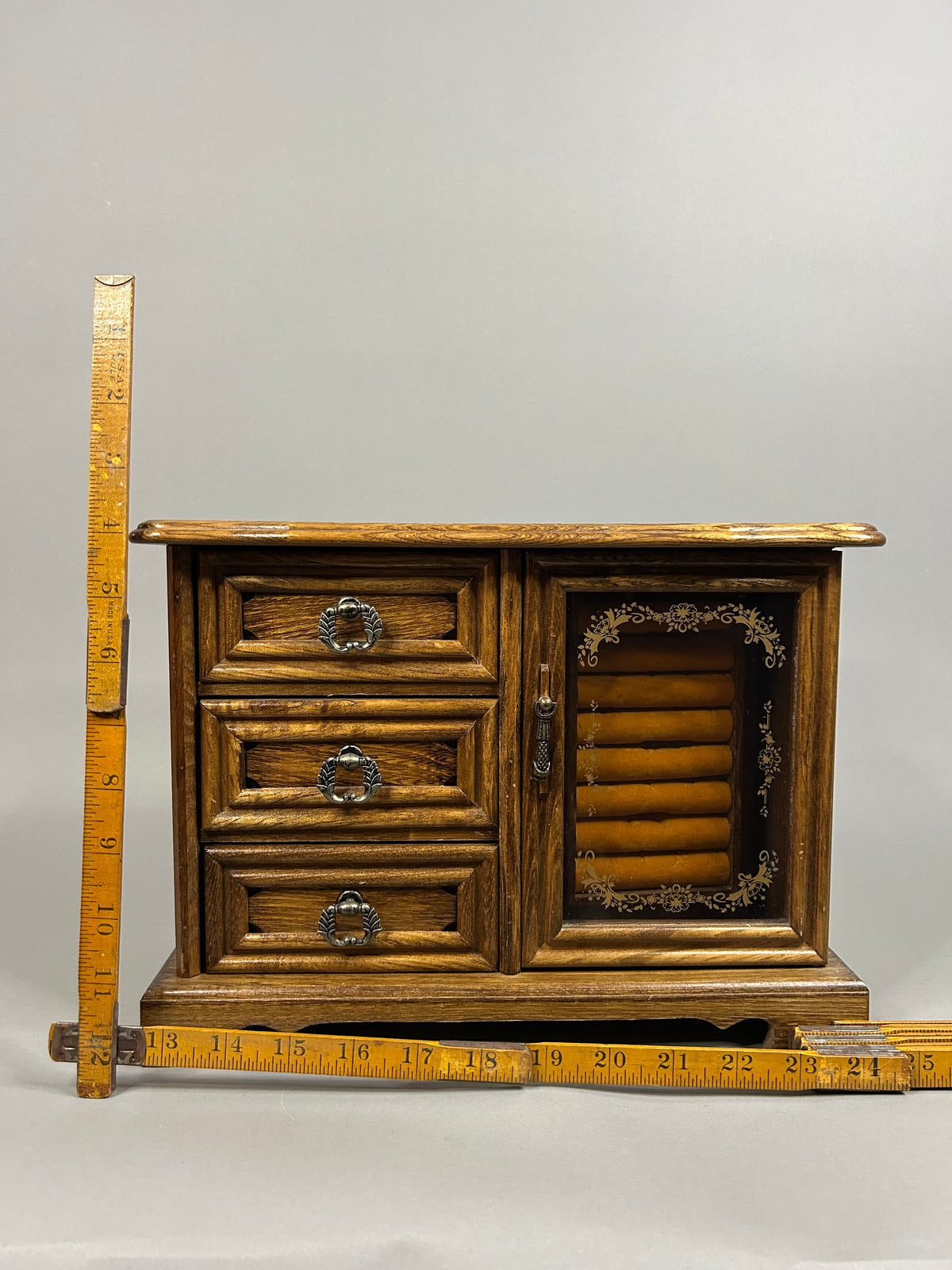 Wooden music box jewelry case