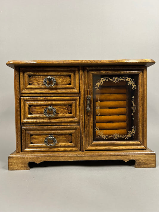 Wooden music box jewelry case